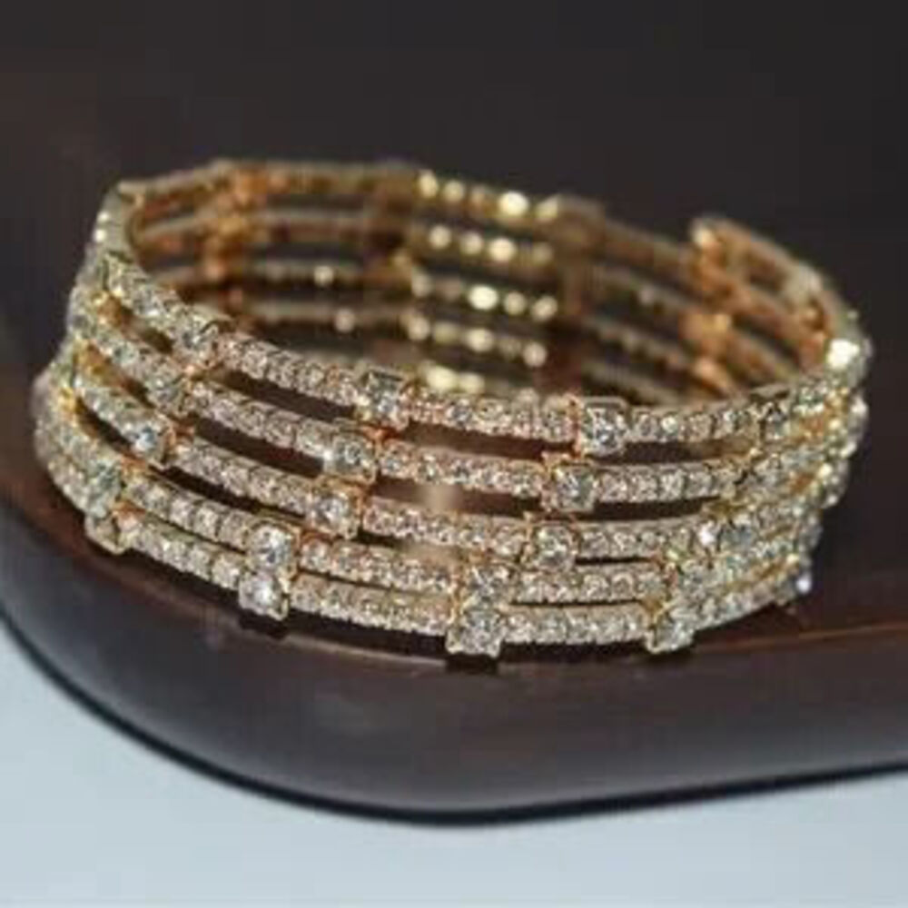 Gold 1pc Crystal Wrap Bracelet